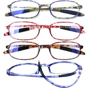 AQWANO 4 Pack Computer Reading Glasses Blue Light Blocking Lightweight TR90 Flexible Frame UV Protection Readers for Women Men (4 Pack, 4.00)