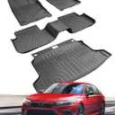 DrCarNow Floor Mats for Honda Civic Hatchback 2026 2025 2024 2023 2022 (Only Hatchback),All Weather Floor Liners TPE Trunk Mats Cargo Liner Full Set for Honda Civic Accessories 2022-2026 Black