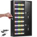 200 Keys Dual Lock Key Cabinet, Anti-Theft Key Lock Box with Key Tags, Adjustable Key Organizer Wall Safe for Car Office House Garage Rental Business