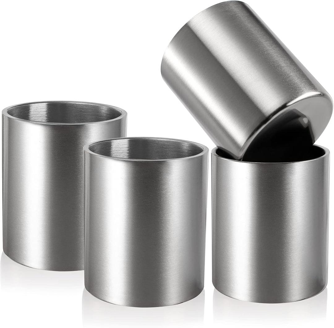 ZEAYEA 4pcs Stainless Steel Whiskey Glass, 10 oz Double Walled Insulated Tumbler, Unbreakable Old Fashioned Drinking Cup, Great Gift for Whiskey Lover