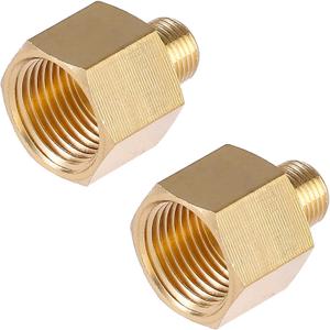 BILAL Brass Pipe Fittings 3/8" Female to 1/8" Male NPT Reducer Adapters, Female to Male Brass Hex Bushing-O.D x I.D: 3/8" x 5/8" (Pack of 2)
