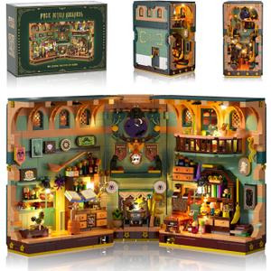 Magic Potion Booknook Building Set with Light, DIY Bookend Building Block Kit for Home Decor Bookshelf, 990 PCS Miniature Book Nook House Building Brick Model for Adults Kids Boys Girls Age 8+