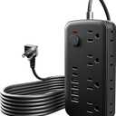 JouleLoom Surge Protector Power Strip - 8 AC Outlets & 6 USB Ports (4A/2C), 1080J Extension Cord with Multiple Outlets, 2-Sided Outlet Extender, 5FT Extension Cord, Wall Mount for Travel, Dorm Room