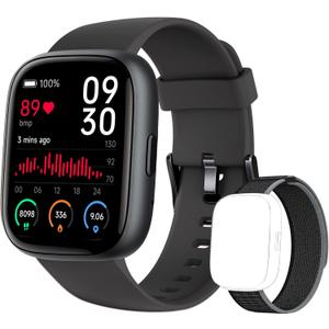 Smart Watch for Women Men, 1.83" Fitness Tracker Watch with Heart Rate/Sleep/Step Tracker, Pedometer, IP68 Waterproof Smartwatch Answer/Make Calls Compatible Android iOS (Midnight Black)
