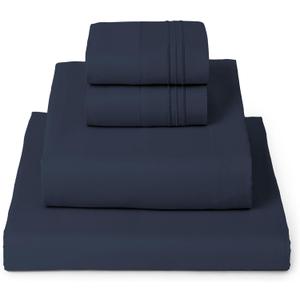 Mellanni Full Sheets Set - 4 PC Iconic Collection Bedding - Hotel Luxury, Extra Soft, Cooling Bed Sheets - Wrinkle, Fade, Stain Resistant (Full, Navy Blue)