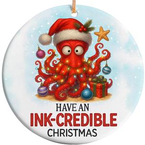 2025 Christmas Ornament  Octopus Inkcredible Christmas Ornament, Ocean Lover Holiday Tree Decoration, Nautical Sea Animal Keepsake Gift