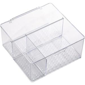 Clear Makeup Organizer Storage Box: Vanity Plastic Divided Tray with Lid for Brush Jewelry Cosmetic Boxes Beauty Supplies