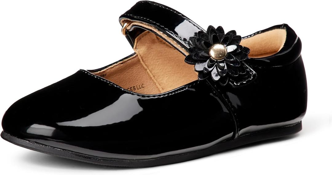 Amazon Essentials Toddler Girls' Mary Jane Flats, Black Patent, 6 Toddler