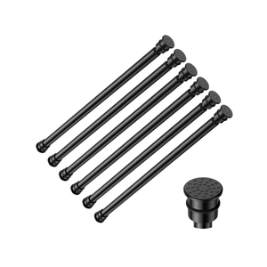 Tension Curtain Rod 17 to 28 Inch Adjustable Tension Rods 6 Pack Expandable Spring Tension Rod Black No Drilling for Closet Kitchen Cupboard Wardrobe Door Bookshelf DIY Projects