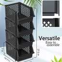 TidyFriend 4 Pack Stackable Storage Bins Open Front for Pantry Organizers and Storage, Pantry Storage for Food, Kitchen and Home Organization, Plastic Storage Bins, Dorm Room Essentials (Black)