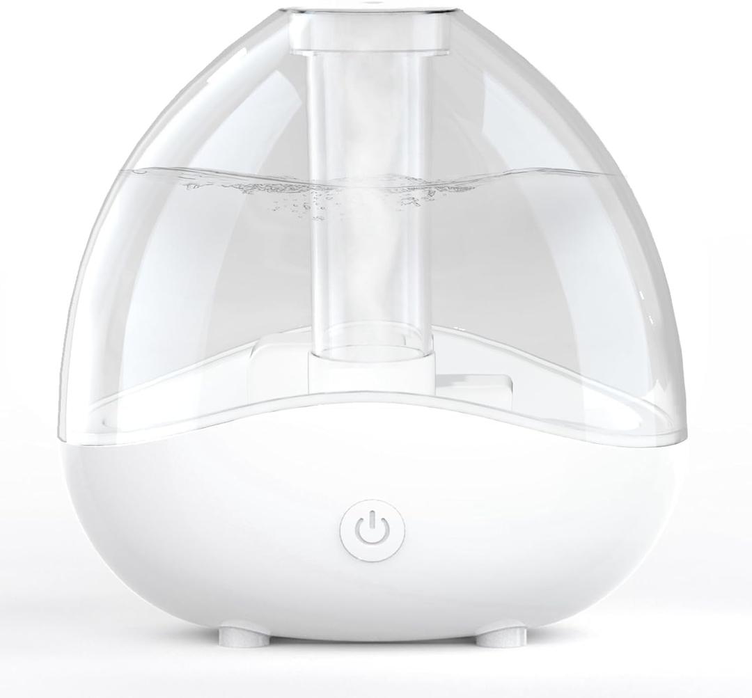 Ultrasonic Cool Mist Humidifier, Quiet Air Humidifiers for Bedroom, Desk Humidifiers Essential Oil Diffuser with Removable 1.5L Water Tank for Baby Nursery and Plants, Up To 24 Hours - White