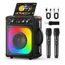 HWWR Karaoke Machine, Portable Bluetooth Speaker with 2 Wireless Microphones for Adults & Kids,Singing Machine for Parties and Gatherings, PA System Supports TWS/USB/TF/REC/AUX and TV Connected