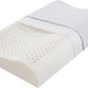 Ultra Thin Nature Latex Foam Pillow-Bouncy Yet Sturdy Soft and SupportiveUltra Slim Cervical Neck Contour Pillow for Back Sleepersfor Neck Shoulder Pain Relief(23.6"15.7"3.1"/3.9")