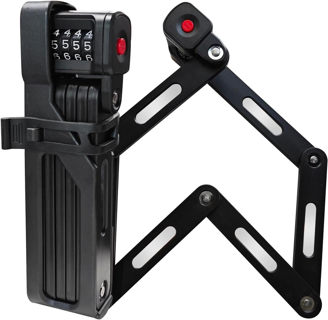 35 Inch Folding Bike Lock with Mount Bracket Kit, 4-Digit Combination for Bicycles, E-Bikes, Heavy Duty Anti-Theft, Anti-Cut, Anti-Pry Bicycle Lock
