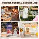 Wedding Welcome Sign Stand - 43" or 55" Heavy Duty Easel Stand for Sign with 4 Leather Strap, Welcome to Our Wedding Sign Holder Stand, Metal Floor Standing Easels for Signs, Poster (Black)