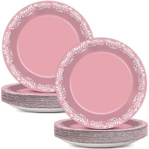 50Pcs Pink Platos De Barro Cielito Lindo Party Plates 7-in Mexican Supplies Talavera Baby Shower Paper Dessert Plates Dinnerware Fiesta Tableware Set for 50 Guests Birthday Wedding Party Decorations