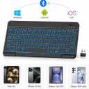 Rechargeable Bluetooth Keyboard Mouse Combo, 10 Inch Keyboard with Backlit, Silent Keys and Wireless Mouse for iPad, Tablet, Laptop and PC