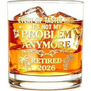 Retirement Gifts for Men 2026 2 Pack Retirement Glass Whiskey Gift for Coworker, Dad, Grandpa, Friend or Colleague, Goodbye & Farewell Gift