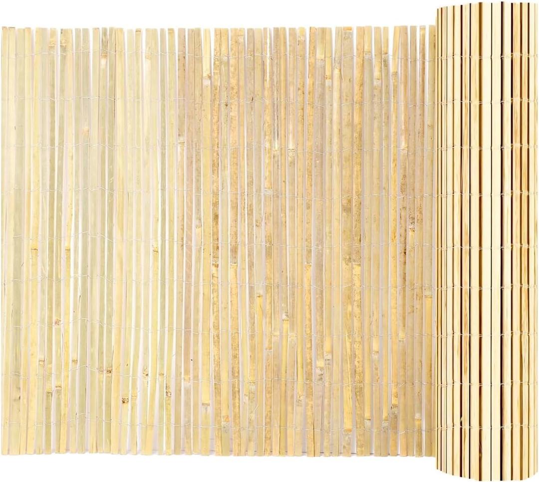 Landgarden Natural Bamboo Slat Screening, Eco-Friendly Privacy Slat Fence, Bamboo Screen Panel Roll for Balcony or as Wind and Sight Protection