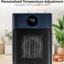 Comfort Zone 1500W Oscillating Desktop Heater Portable Ceramic Space Heater with Remote, Digital Thermostat (50F-90F), ECO Mode, 12-Hour Timer, Child Lock & Stay-Cool Housing Blue