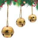 Christmas Jingle Bells Vintage Gold Brass Bells with Jute Rope for Rustic Christmas Decor Wreaths Gardens Trees Doors Windows Living Rooms and Rustic Home Decor (Style 4)