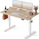 FEZIBO Standing Desk, 48 × 24 Inches Electric Height Adjustable, Sit and Stand Up, Computer Office Desk with Splice Board, White Frame/Maple TOP, 48x24