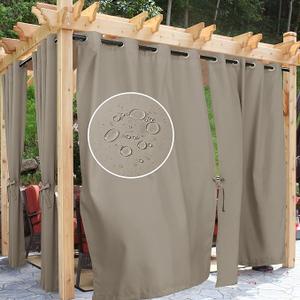 Hiasan Outdoor Curtains for Patio Waterproof, 54 x 96 inch - Privacy Grommet Outside Curtains for Gazebo/Porch/Pergola/Cabana, 1 Panel and Sewn with 2 Tiebacks, Taupe