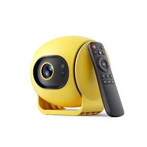 【Ultra Short Throw & TOF Real-time Focus】Mini Projector Built-in Apps, 1080P Smart Projector with WiFi and Bluetooth, Support Type-C Powered, Android 14 OS, Portable Outdoor Movie Projector (Yellow)