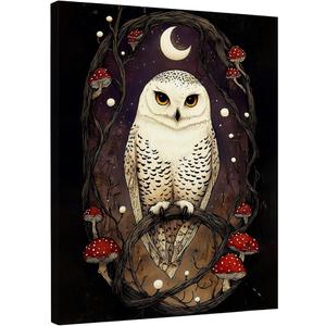 DIENADFX Vintage Moody Gothic Owl Canvas Wall Art Decor for Home, Dark Cottagecore Romance Witchy Owls Bathroom Paintings Wall Decor Decorations, Dark Academia Wall Art Pictures Painting, 11x14 Inch