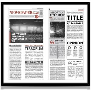 11x22 Frame for Two Newspapers Double Newspaper Frame Black Double Photo Mat UV Resistant Picture Mat with Hanging Hardware for Newspaper Display Wall Art Decor(White)