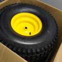 (2-Pack) 20x8.00-8 Rear Tire and Wheel Assemblies - 4 Ply Tubeless Tire Compatible Replacement for Riding Lawn Mowers - 3/4" Borehole, 3.5" Offset Hub and 3/16" Keyway (Yellow)