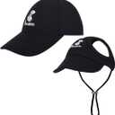 Pawaboo 2PC Owner and Dog Hat Set, Pet's Mom/Dad Baseball Cap Set, Dog Visor Cap Sun Protection Hats with Ear Holes and Adjustable Strap, Family Matching Hats, XL, Black