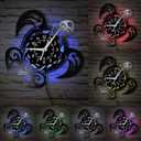Sea Turtle Wall Clock Glow in the Dark, 12 Inch 7 Kinds of LED Color Vinyl Record Wall Clock Silent Non Ticking, Vintage Decorative Turtle Night Light Wall Watch Clock for Living Room Bedroom