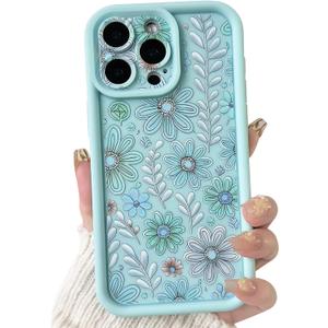 Lovmooful for iPhone 13 Pro Case Cute Color Flower Floral-Blue