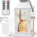 Memorial Lantern Bereavement Gifts in Memory of Loved One - Remembrance Sympathy Gifts for Loss of Mother or Father with LED Candle and Remote (Those We Love Dont Go Away White)
