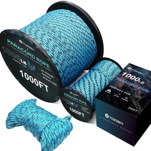 Tozsen Paracord 1000lb | 1000 250 100 50ft Paracord (Blue)