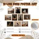 Vintage Halloween Wall Art Posters Prints Set of 10  Gothic Witchy Canvas Decor, Dark Academia Ghost Black Cat Crow Art Picture Poster for Living Room Gallery Bedroom 12x16 inch