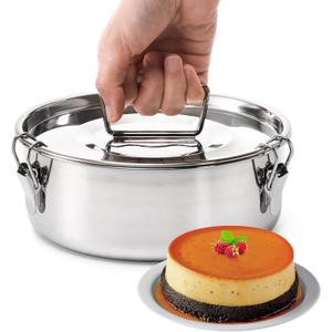 Okllen 18/8 Stainless Steel Flan Mold, 65 Oz Flan Pan with Lid and Handle, Flanera Flan Maker Mold Compatible with 6 Quart Instant Pot