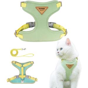 Escape-Proof Cat Harness and Leash Set - Adjustable and Comfortable - Ideal for Walking Cat Outdoors - Fits Small Dogs, Kittens, Medium, and Large Cats (Green, M)
