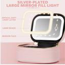 Small Makeup Bag Travel Train Case with Mirror and Light Mini Travel Make up for Women Train Case Cosmetic Organizer 3 Adjustable Brightness Toiletry Bag Portable Artist Storage