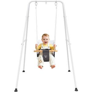 Baby Swing, Toddler Swing, Baby Swing with Stand, Swing Set for Infant, Outdoor Indoor Swing Set with Canvas Cushion Seat