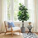 Fiddle Leaf Fig Tree Artificial Plants Indoor - 6ft Realistic Fake Plants Ficus Lyrata Trees, Faux Trees Indoor Floor Plant for Home Decor Living Room Office Christmas Housewarming Gifts