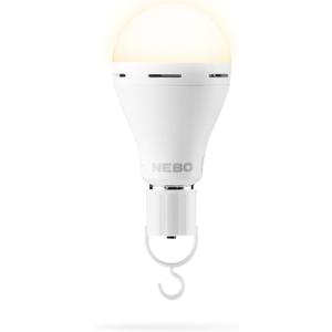 NEBO BLACKOUT BACKUP Emergency Bulb | 850 Lumens, 4 Light Modes, LED Rechargeable Light Bulb, Automatic Charging, Works Without Power, E26 Screw Base, Includes Power Cap & Portable Hanging Hook (Single)