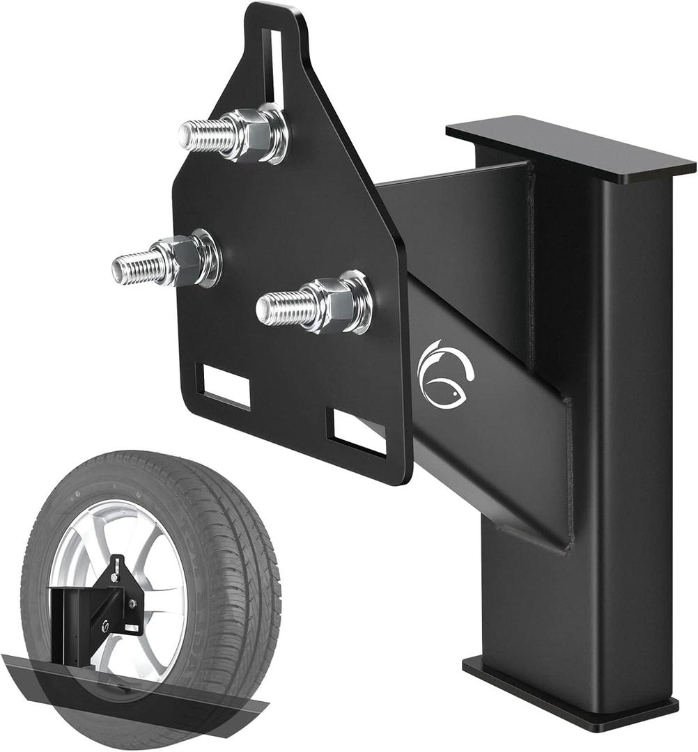 GADFISH Stake Pocket Spare Tire Carrier Mount, 3-Nuts Design Trailer Bracket Heavy Duty Holder, Fits 4 & 5 & 6 Lugs Trailer Wheels on 4",4.5'',4.75'',5'',5.5''and 6''Bolt Patterns, Holds up to 150 Lbs