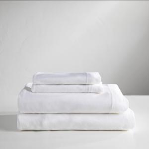 Baltic Linen: Jersey Cotton Sheet Set, 100% Cotton, 140 GSM, No Piling, Breathable, Cozy Comfort (Queen, White)