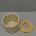 Natural Travertine Textures Beige Mini Trash Can with Bamboo Lid,Small Countertop Trash Can for Bathroom, Kitchen, Vanity, Desk Trash Can,Table Top Mini Garbage Can for Dining Room, Tiny Waste Basket