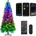 6FT Prelit Christmas Tree with 250 LED Lights, App Controlled Artificial Christmas Tree with Multi-Color RGB Lights & Music Sync, Slim Pencil Christmas Tree for Home Christmas Decorations