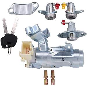 MOTOKU Set of 5 Ignition Steering Switch with Bracket Keys Left Driver Right Passenger Side Door Lock Cylinder and Tailgate Lock for Toyota Corolla 1997-2002 RAV4 1998-2000