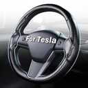 Steering Wheel Cover for Tesla Model 3 (2017-2023) / Model Y (2020-2024),Anti-Slip,Comfortable Grip, Breathable,Customized for Tesla Model 3/Y Accessories,Matte Black