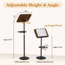 Snughome Floor Book Stand with Removable Tray, Wood Standing Book Stand for Reading, Height Adjustment 21"-51", Music Stand Cookbook Stand Textbook Stand Laptop Stand Book Holder for Display